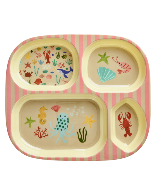Kinderteller mit 4er Einteilung - Koralle - Ocean Print