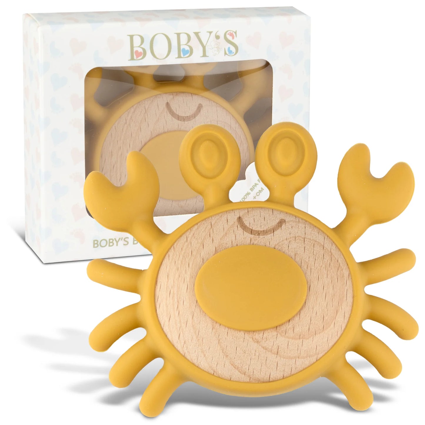 BOBY´S  Beißring Kauspielzeug & Zahnungshilfe Krabbe gelb