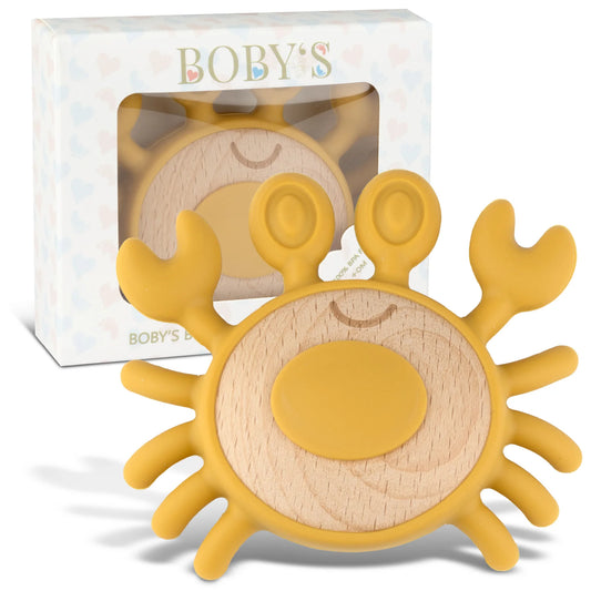 BOBY´S  Beißring Kauspielzeug & Zahnungshilfe Krabbe gelb