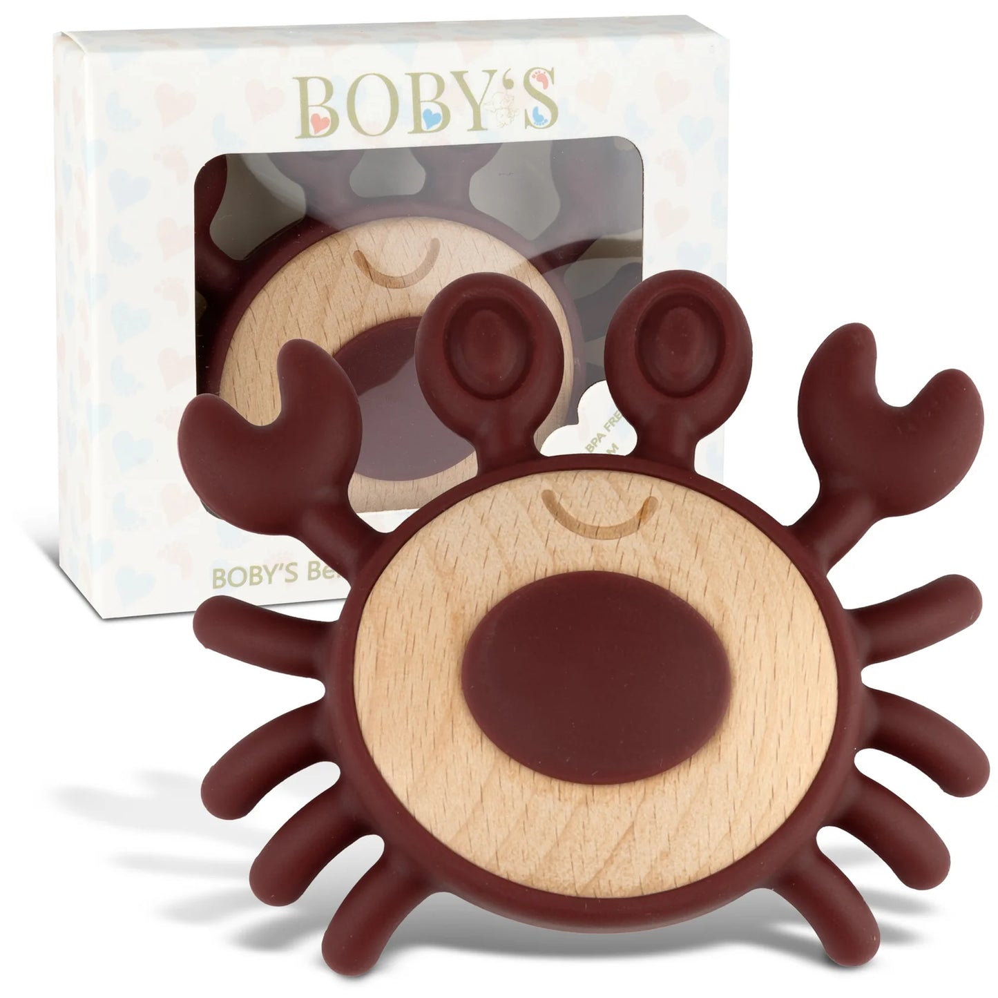 BOBY´S  Beißring Kauspielzeug & Zahnungshilfe Krabbe Dunkelrot