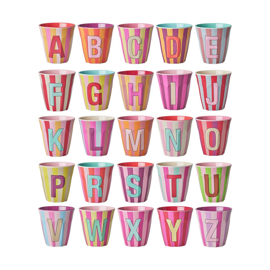 Melamine Becher verschiedene Buchstaben Streifen
