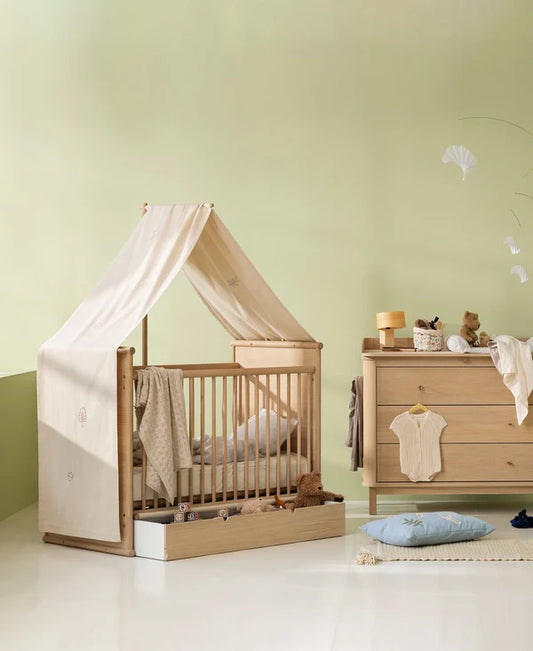 Novel Betthimmel mit Stickerei für Babybett, ungefärbt