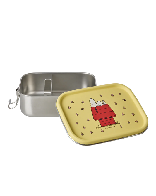 Kleine Rostfreier Stahl Brotdose - Hellgelb - Snoopy Print