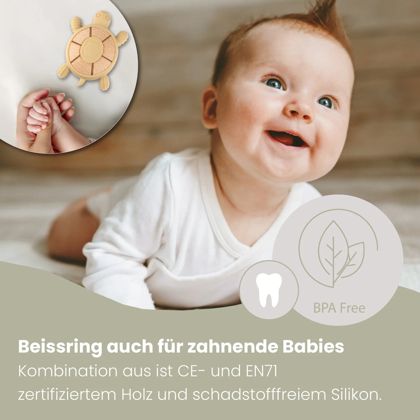 BOBY´S  Beißring Kauspielzeug & Zahnungshilfe Schildkröte Beige