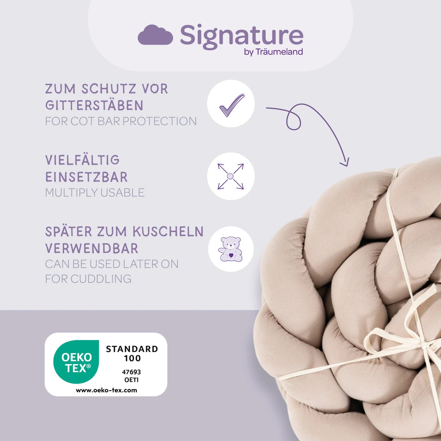 Signature Nestchenschlange Taupe geflochten 180 cm