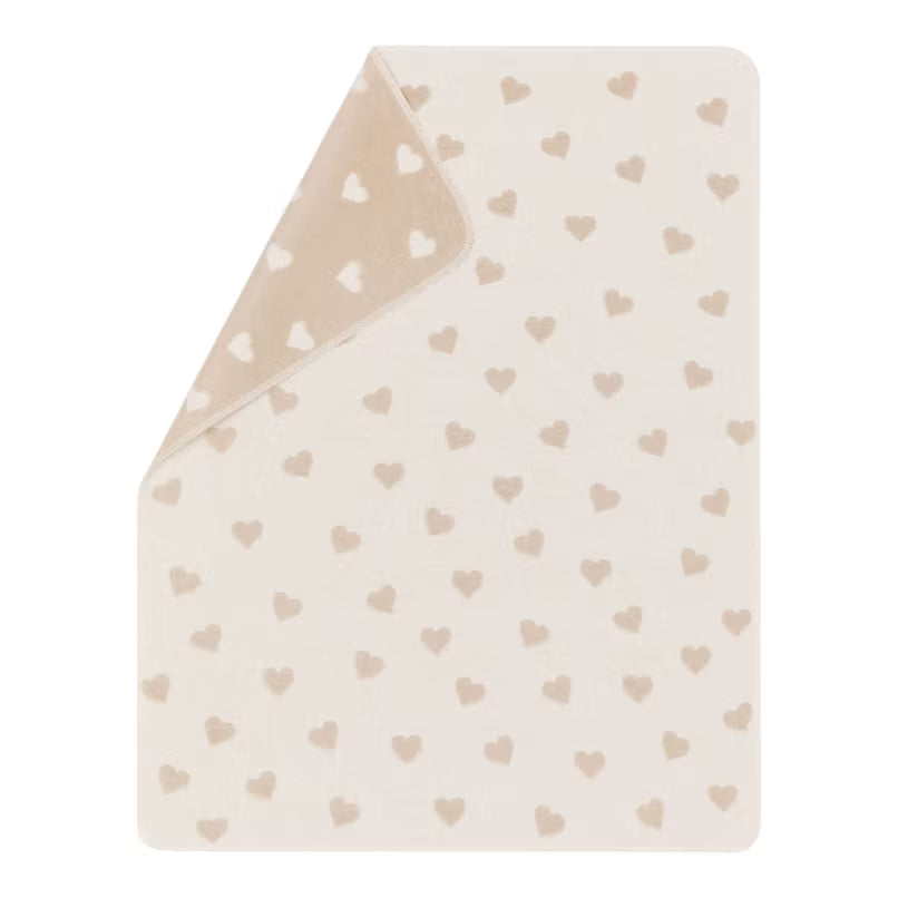 Babydecke Herzen Farbe Rohweiß 70x90cm
