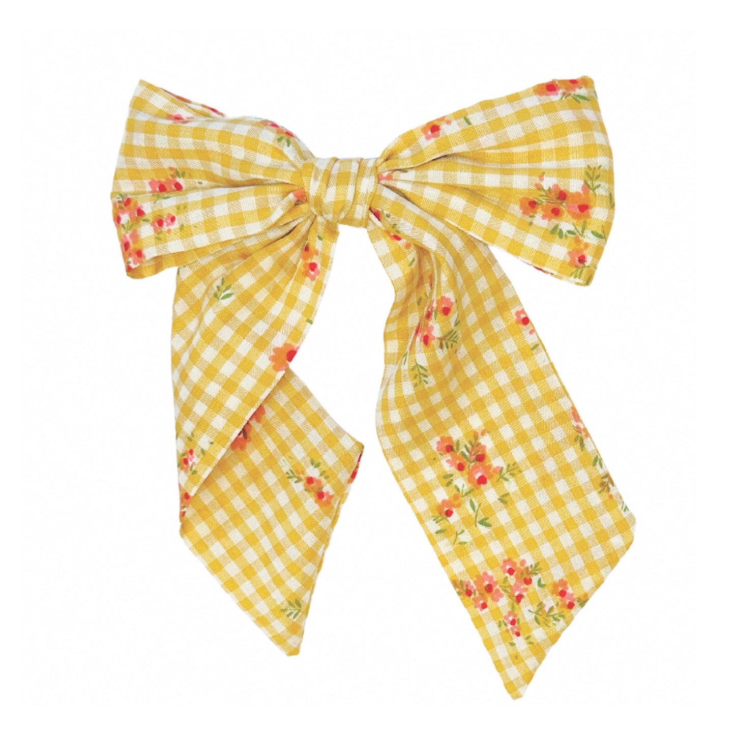 Floral Gingham Long Bow Haarband