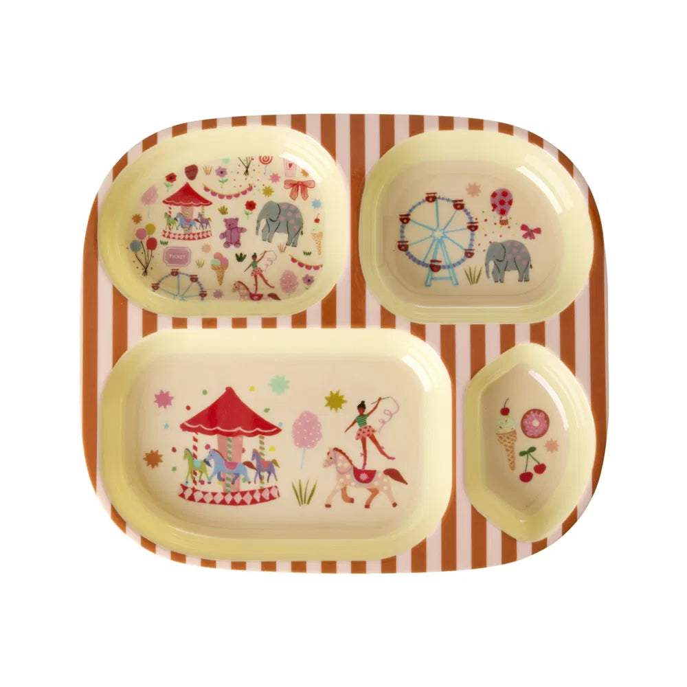 Kinderteller mit 4er Einteilung - pink- Fun Fair Print