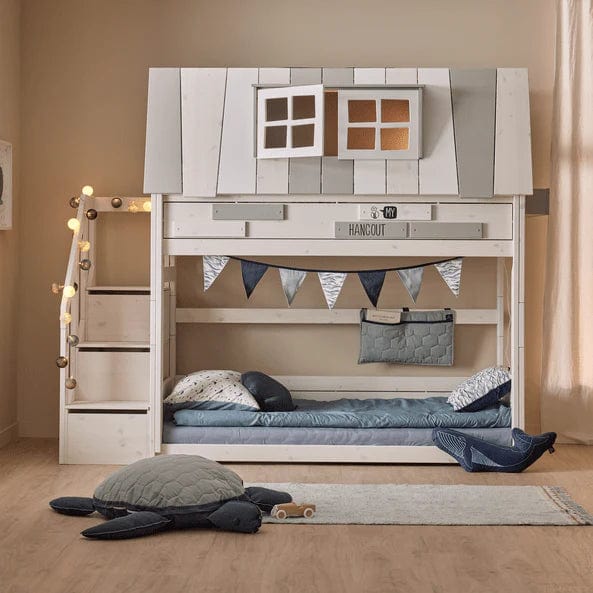 Lifetime Original niedriges Abenteuerbett My Hangout Deluxe mit Treppe  Whitewash