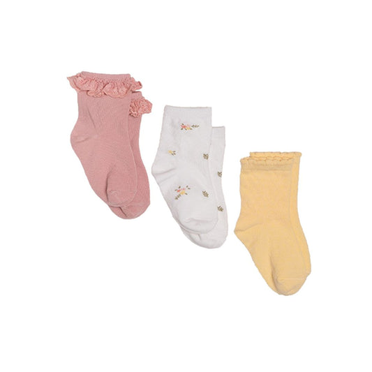 Socken 3er-Set pink/weiß/gelb