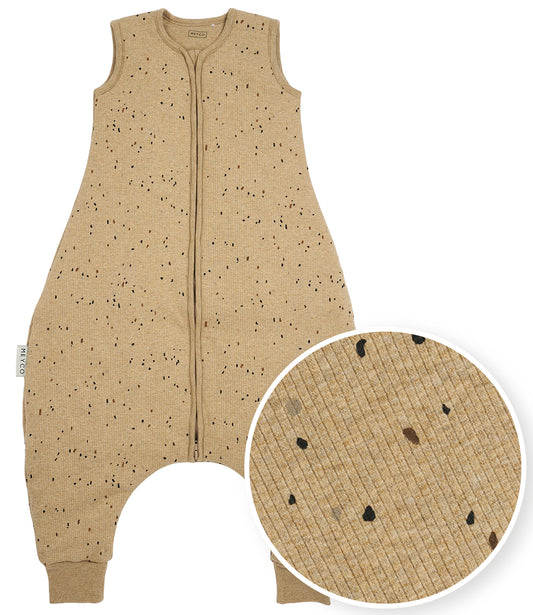 Meyco Jumper Schlafsack mit Füßen Rib Spot Toffee