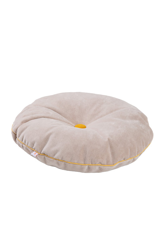 Round cushion with Button Grey/Mustard - Bartels Kinderwelt GmbH & Co. KG