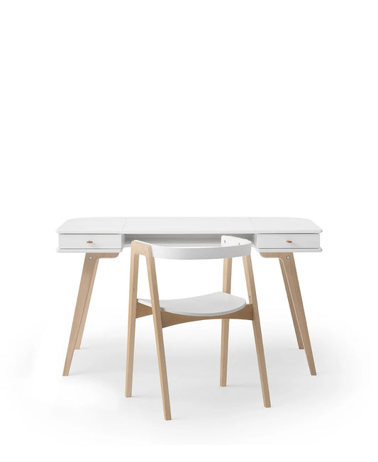Schreibtisch 72,6 cm & Armlehnstuhl Set, weiß/Eiche